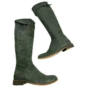 NOW Forest Green Nubuck Leather Fold Over Riding Boots